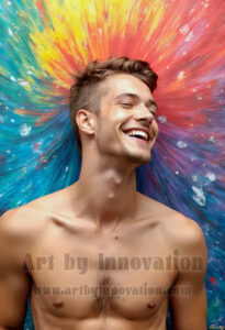 Colorful Happy Male Faces – AI Abstract Art