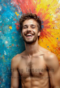 Colorful Happy Male Faces – AI Abstract Art