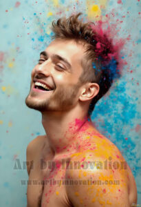 Colorful Happy Male Faces – AI Abstract Art