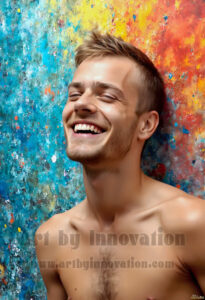 Colorful Happy Male Faces – AI Abstract Art