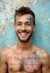 Colorful Happy Male Faces – AI Abstract Art