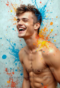 Colorful Happy Male Faces – AI Abstract Art