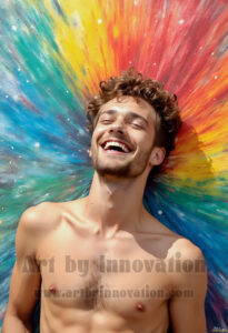 Colorful Happy Male Faces – AI Abstract Art