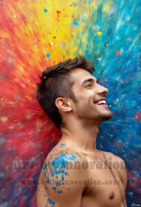 Colorful Happy Male Faces – AI Abstract Art