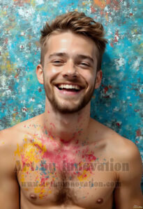 Colorful Happy Male Faces – AI Abstract Art