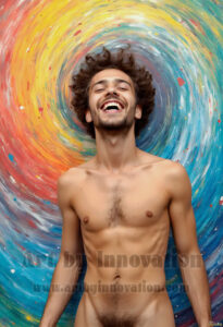 Colorful Happy Male Faces – AI Abstract Art