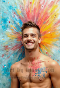 Colorful Happy Male Faces – AI Abstract Art