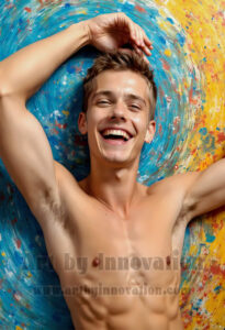 Colorful Happy Male Faces – AI Abstract Art