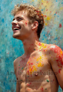 Colorful Happy Male Faces – AI Abstract Art