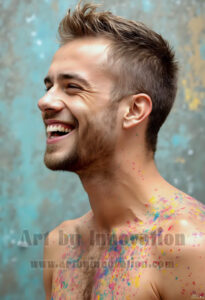 Colorful Happy Male Faces – AI Abstract Art