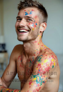 Colorful Happy Male Faces – AI Abstract Art