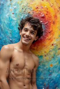Colorful Happy Male Faces – AI Abstract Art