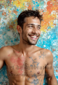 Colorful Happy Male Faces – AI Abstract Art
