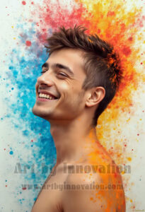 Colorful Happy Male Faces – AI Abstract Art