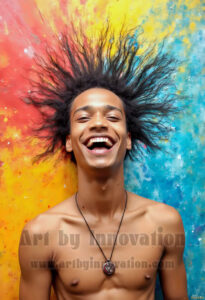 Colorful Happy Male Faces – AI Abstract Art