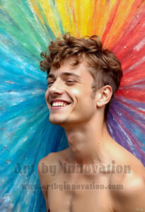 Colorful Happy Male Faces – AI Abstract Art