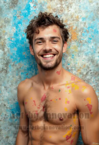 Colorful Happy Male Faces – AI Abstract Art