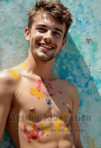 Colorful Happy Male Faces – AI Abstract Art