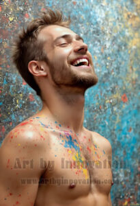 Colorful Happy Male Faces – AI Abstract Art