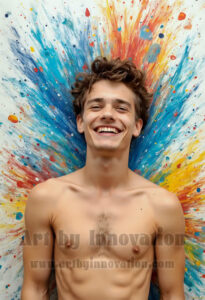 Colorful Happy Male Faces – AI Abstract Art