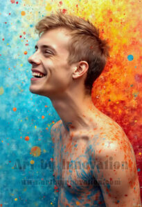 Colorful Happy Male Faces – AI Abstract Art