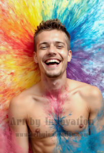 Colorful Happy Male Faces – AI Abstract Art