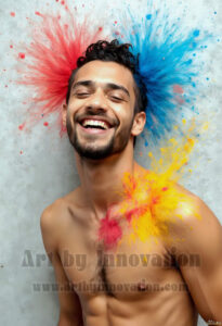 Colorful Happy Male Faces – AI Abstract Art