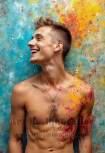 Colorful Happy Male Faces – AI Abstract Art