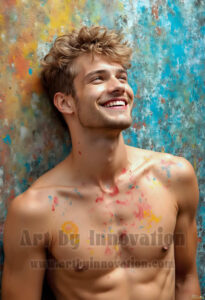 Colorful Happy Male Faces – AI Abstract Art