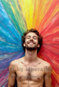 Colorful Happy Male Faces – AI Abstract Art