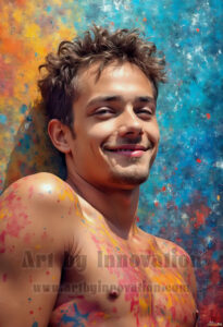 Colorful Happy Male Faces – AI Abstract Art