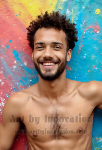 Colorful Happy Male Faces – AI Abstract Art
