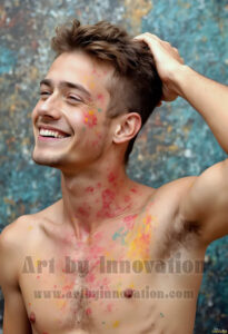 Colorful Happy Male Faces – AI Abstract Art