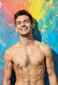 Colorful Happy Male Faces – AI Abstract Art