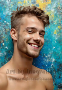 Colorful Happy Male Faces – AI Abstract Art