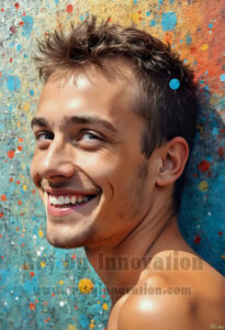 Colorful Happy Male Faces – AI Abstract Art