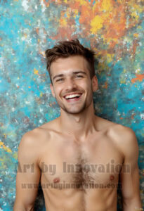 Colorful Happy Male Faces – AI Abstract Art