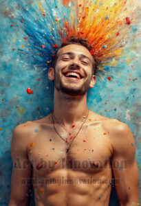 Colorful Happy Male Faces – AI Abstract Art