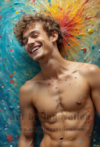 Colorful Happy Male Faces – AI Abstract Art