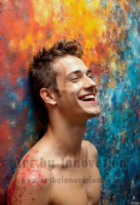 Colorful Happy Male Faces – AI Abstract Art