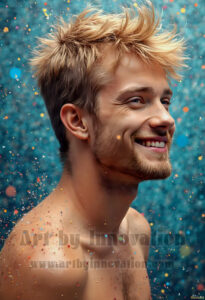 Colorful Happy Male Faces – AI Abstract Art