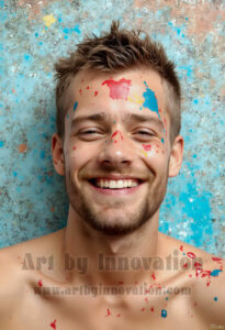 Colorful Happy Male Faces – AI Abstract Art