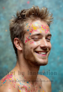 Colorful Happy Male Faces – AI Abstract Art