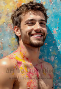 Colorful Happy Male Faces – AI Abstract Art