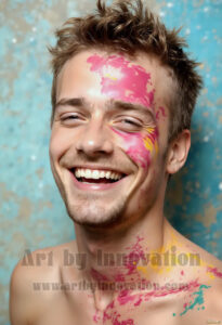 Colorful Happy Male Faces – AI Abstract Art