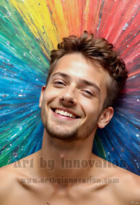 Colorful Happy Male Faces – AI Abstract Art