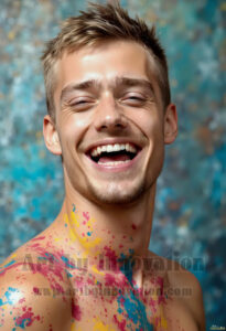 Colorful Happy Male Faces – AI Abstract Art
