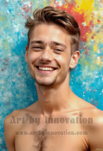 Colorful Happy Male Faces – AI Abstract Art