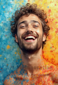 Colorful Happy Male Faces – AI Abstract Art