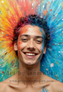 Colorful Happy Male Faces – AI Abstract Art